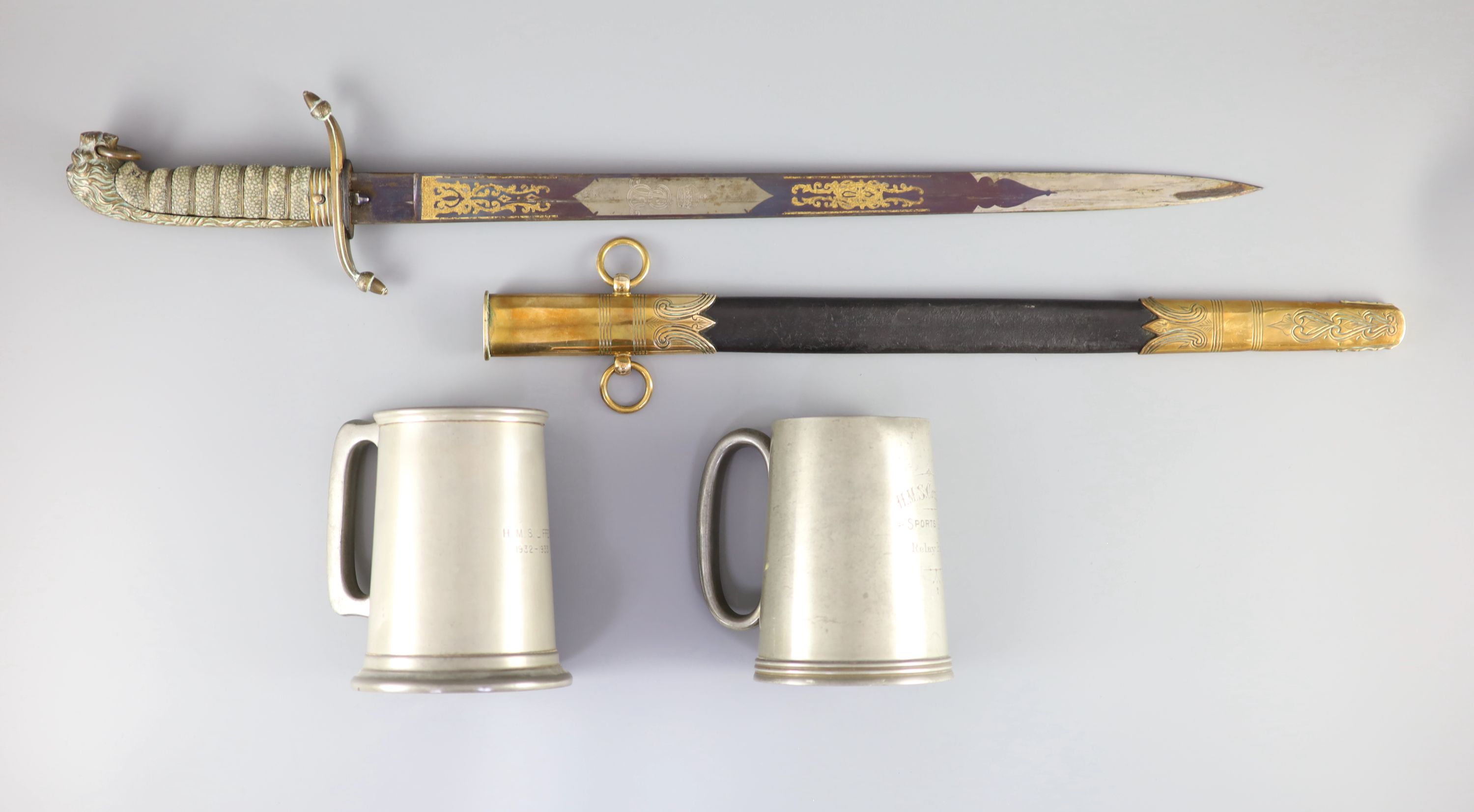 An Edward VII Naval officer’s dress dirk The Dirk blade 18